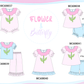 PO101 Pink stripe floral butterfly applique collection