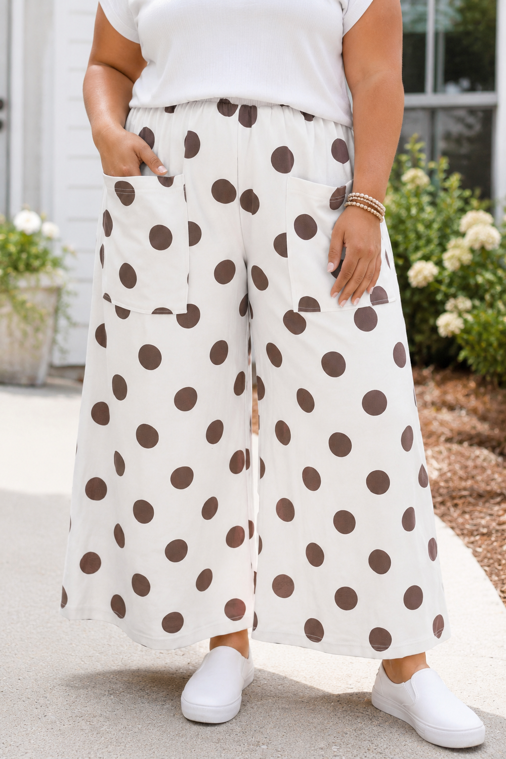 Polka Dot Elastic Plus Pants