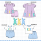 PO101 Purple&blue easter bunny embroidery checkered collection