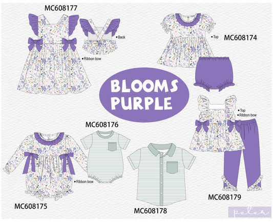 PO101 Purple floral print ruffle collection