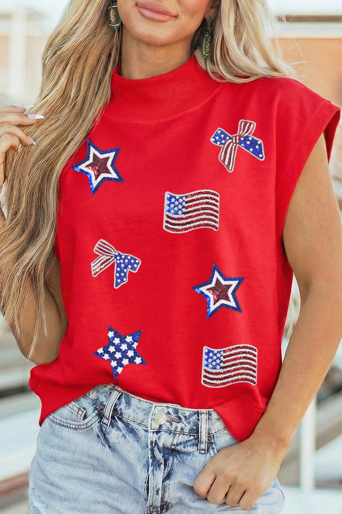 Red Patriotic Sequin Top RTS