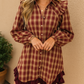 Burgundy Plaid Ruffled Mini Dress LT
