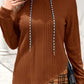 Ribbed Plaid Hooded Top LT