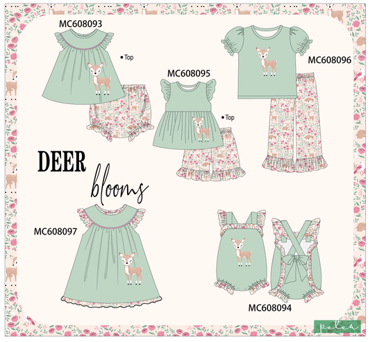 PO101 Sage deer applique floral collection