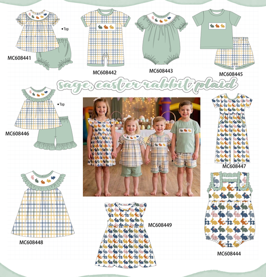 PO101 Sage easter bunny plaid ruffle collection
