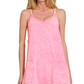 Acid Washed Mini Dress With Built-In Romper Liner Zenana RTS