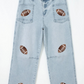 Football Sequin Patch Jeans RTS