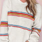 Stripe Hooded Popcorn Sweater LT