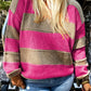 Stripe Colorblock Plus Size Sweater LT