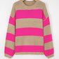 Stripe Colorblock Plus Size Sweater LT