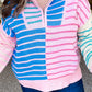 Striped Colorblock Plus Size Sweater LT