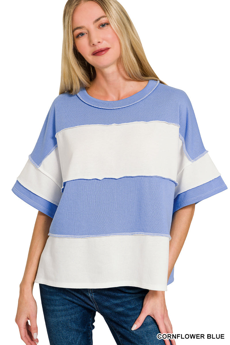 French-Terry Exposed Seam Top Zenana RTS