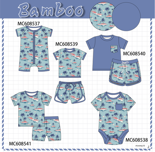 PO101 Teal palm print bamboo collection