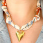 White Floral Scarf Heart Necklace LT