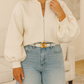 White Zip Up Knit Puff Jacket LT
