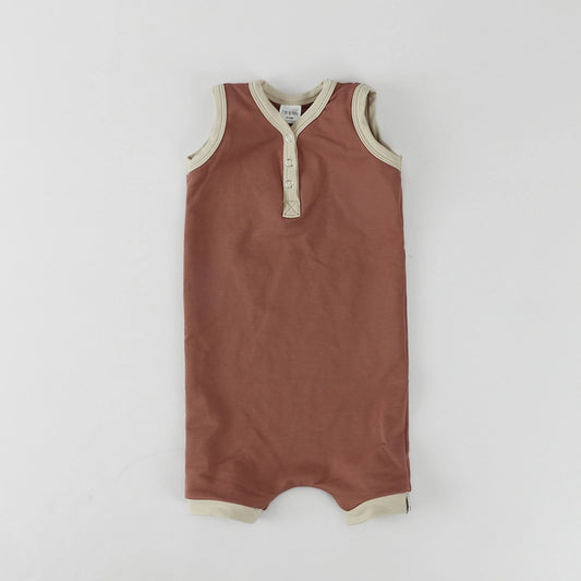 Terra Cotta French Terry Summer Henley Shorts Romper • pearl & fawn