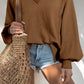 Textured V Neck Top LT