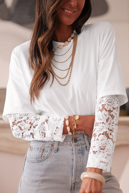 White Lace Insert Top LT