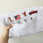 USA Embroidered Icons Crewneck Sweatshirt | Patriotic