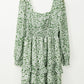 Green Floral Shirred Dress RTS