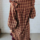 Burgundy Plaid Ruffled Mini Dress LT