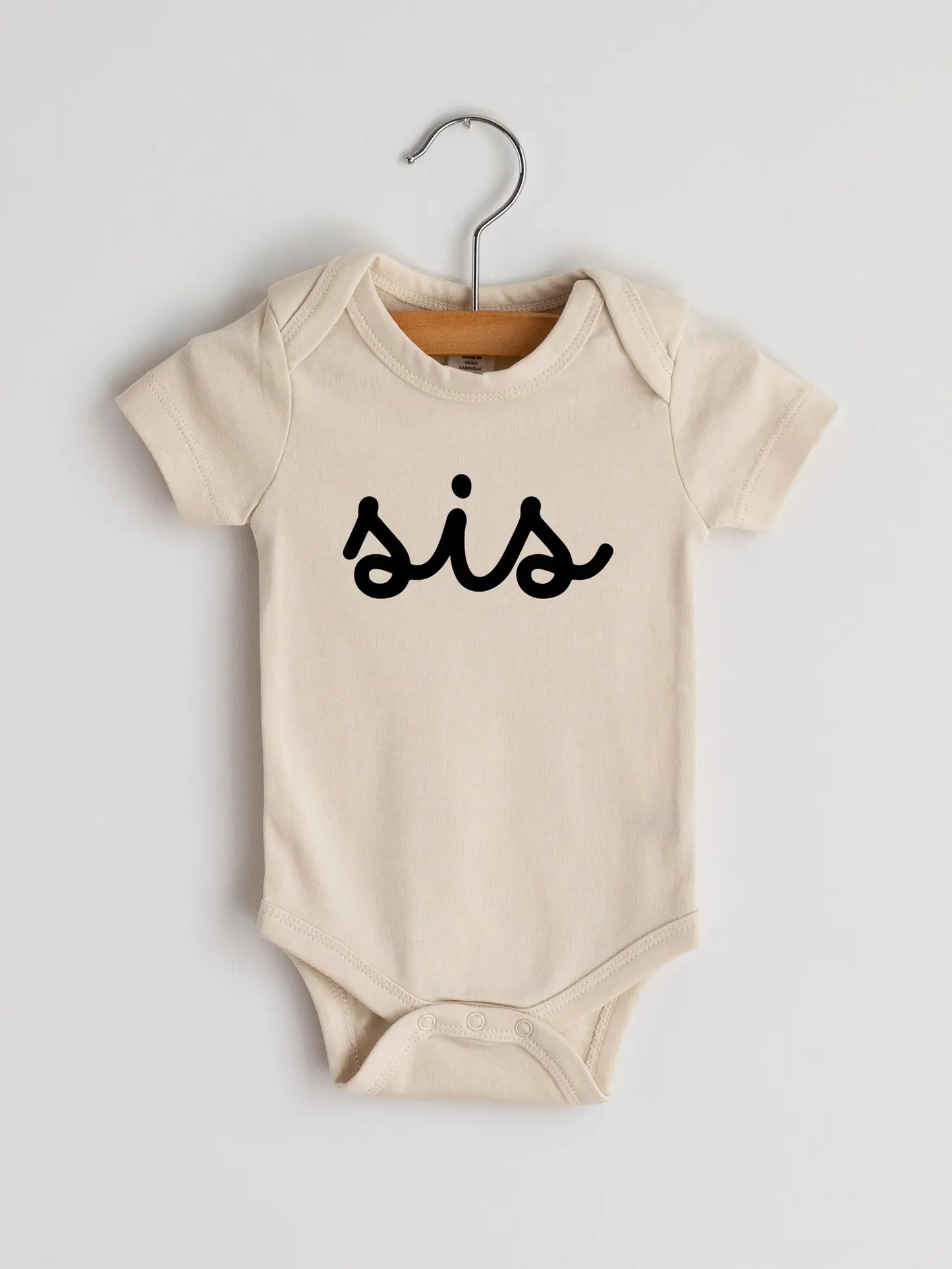 SALE - Sis Script Baby Bodysuit • Organic Cream Sister Outfit (Gladfolk)