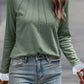 Green Seam Lace Cuff Raglan Top LT
