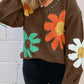 Big Flower Pattern V Neck Sweater *multiple colors* RTS