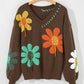 Big Flower Pattern V Neck Sweater *multiple colors* RTS