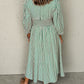 Green Stripe Clinched Midi Dress LT