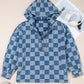 Blue Checkered Denim Hoodie RTS