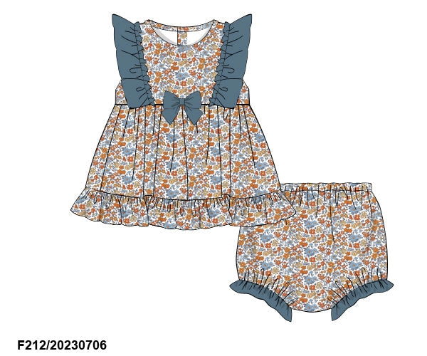 Girls Fall Floral Diaper Cover Set