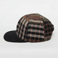 Flat Brim Trucker Hat - Brown Plaid w/ Faux Leather Brim