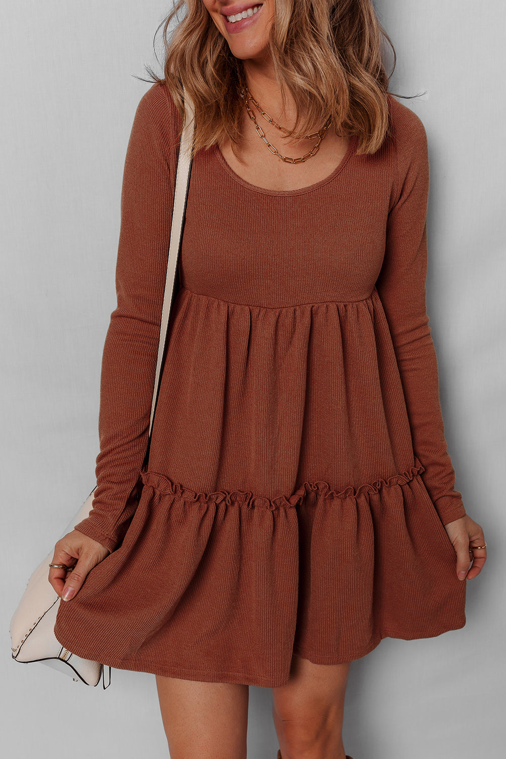 Chestnut Ribbed Dress July.