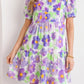 Purple Floral Ruffle Mini Dress RTS